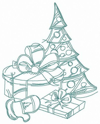 Small Christmas tree machine embroidery design