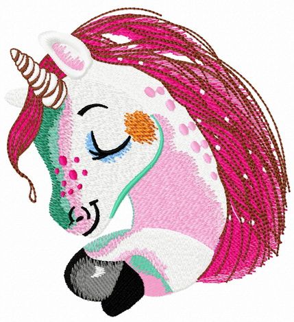 Unicorn with freckles machine embroidery design