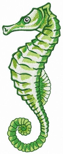 Green sea horse machine embroidery design