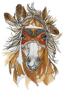 Desenho de bordado de cavalo de guerreiro