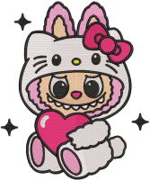 Labubu hello kitty embroidery design
