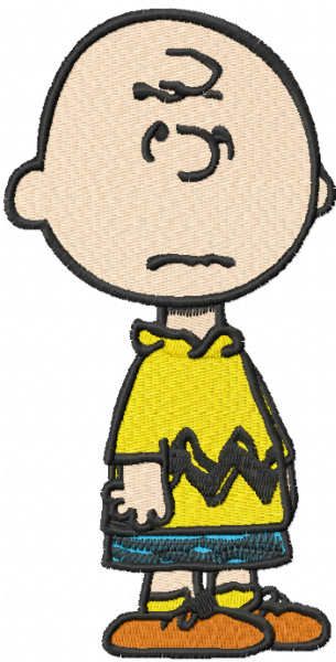 Upset Charlie brown embroidery design