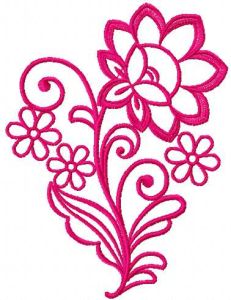 Pink rose one color embroidery design