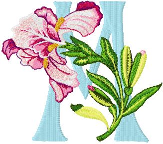 Iris Letter M machine embroidery design