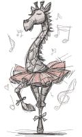 Giraffe ballerina sketch embroidery design