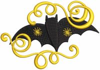 Bat golden curls free embroidery design