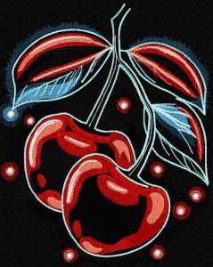 Cherries on branch embroidery design