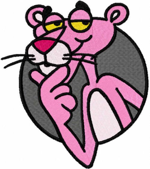 Pink panther thinking embroidery design