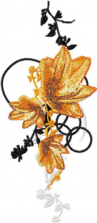 Oriental Flower machine embroidery design
