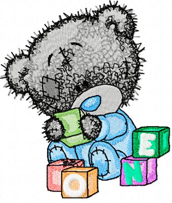 Teddy bear play machine embroidery design