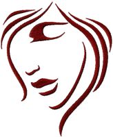 Women's face free machine embroidery design