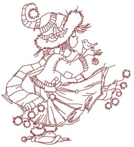 It's windy before Christmas one color embroidery design