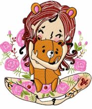 Cute girl and teddy bear