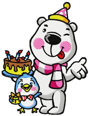 Happy Birthday Teddy embroidery design