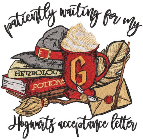 Patiently waiting for my hogwarts acceptance letter embroidery design