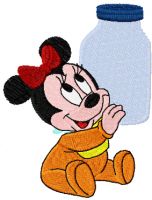 Mini Minnie with a bottle of milk embroidery design