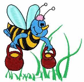 Bee with honey 2 embroidery design