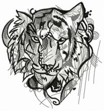 Aggressive tiger embroidery design