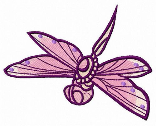 Purple dragonfly machine embroidery design