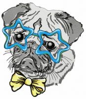 Posh pug-dog 2 embroidery design