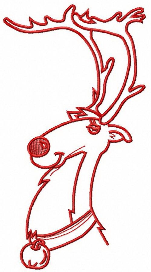 Santa's deer with bell machine embroidery design