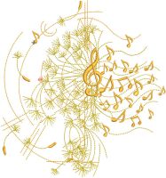 Dandelion music treble clef embroidery design