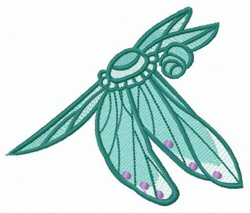 Green dragonfly machine embroidery design