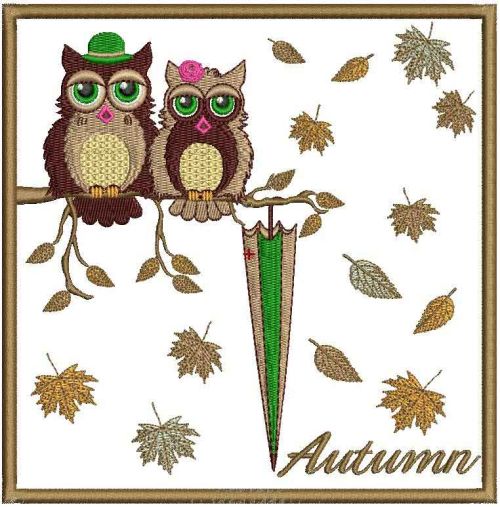 Autumn owls 2 machine embroidery design