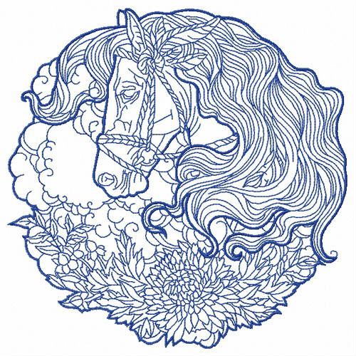 Romantic horse 4 machine embroidery design