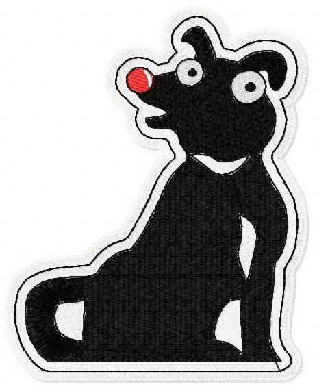 Black dog machine embroidery design