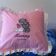 Pink pillowcase embroidered with cute teddy bear design