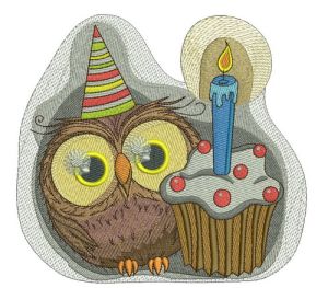 Owl's first birthday embroidery design