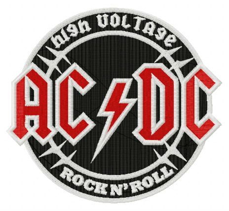 AC/DC round logo machine embroidery design