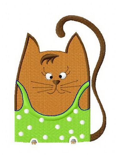 Cat in polka dot dress machine embroidery design