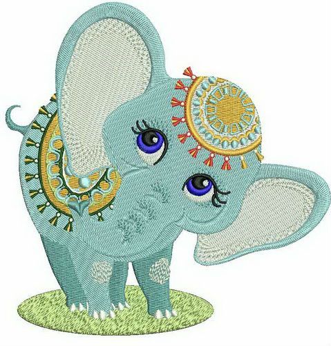 Circus elephant machine embroidery design