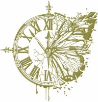 Broken clock butterfly wing embroidery design