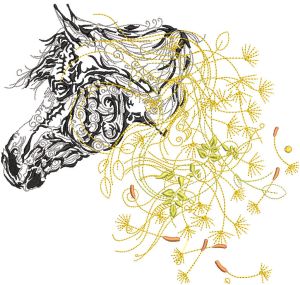 Dandelion horse embroidery design