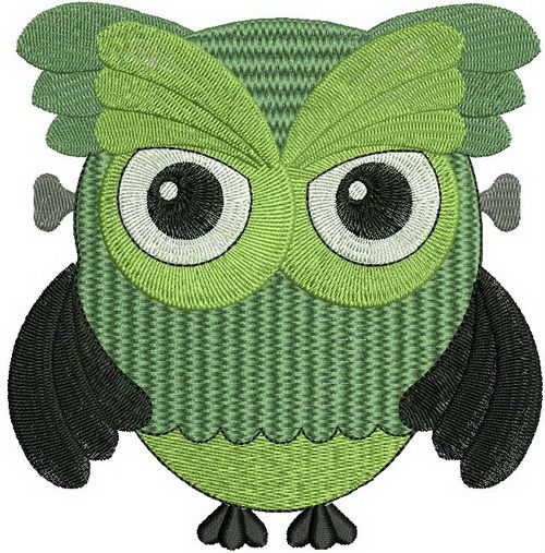 Owl in zombie costume machine embroidery design