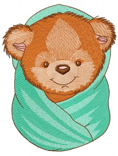 Teddy bear with bath towel 3 machine embroidery design