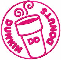 Dunkin Donuts round one colored logo embroidery design