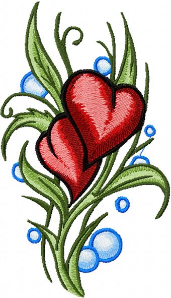 Two Hearts machine embroidery design