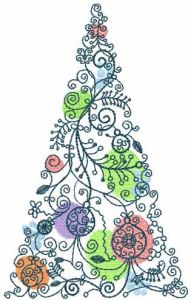 Christmas modern tree embroidery design