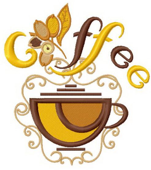 Coffee cup 2 machine embroidery design