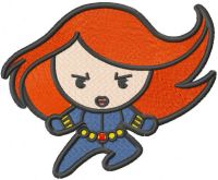 Black widow chibi embroidery design