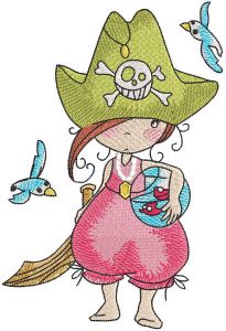 Pirate girl with aquarium