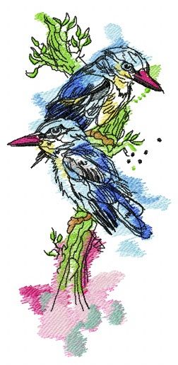 Kingfishers machine embroidery design