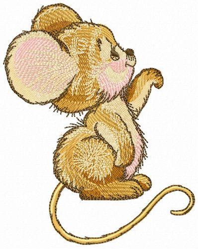 Mouse waving paw machine embroidery design