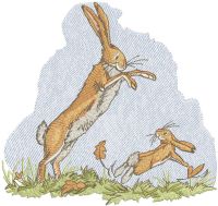 Mother and baby playing together embroidery design