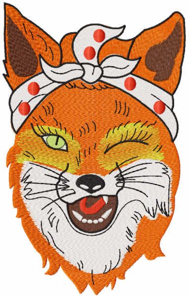 winking fox free embroidery design
