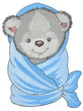 Teddy bear with bath towel 2 embroidery design